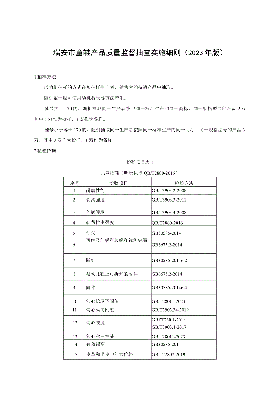 瑞安市童鞋产品质量监督抽查实施细则2023年版.docx_第1页