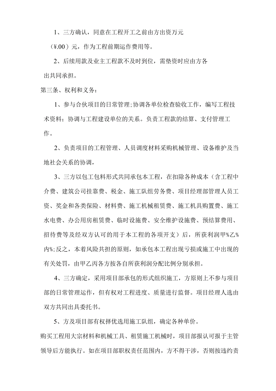 精品工程施工项目合伙承包协议书.docx_第2页