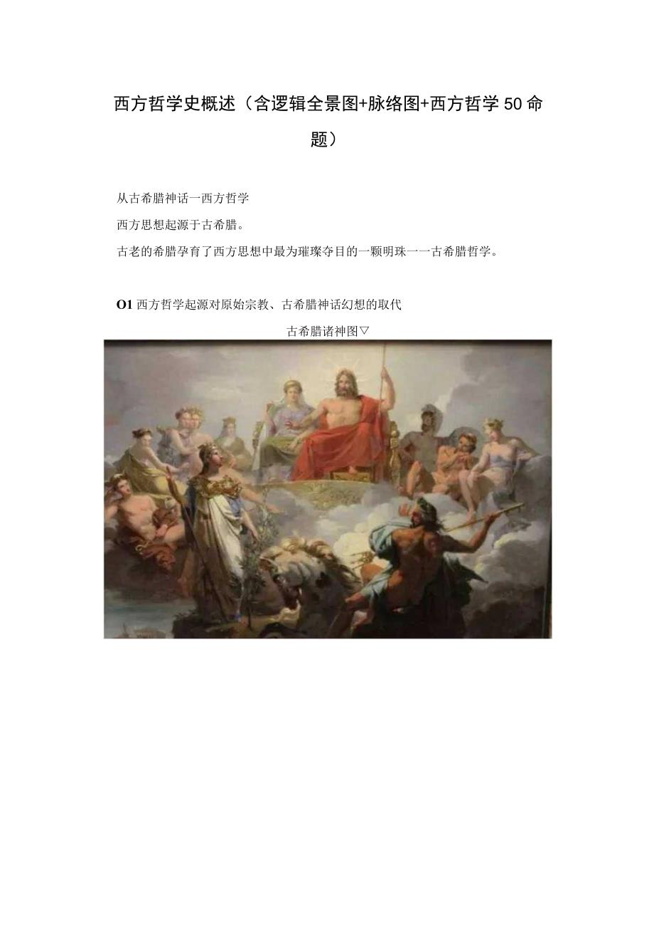 西方哲学史概述含逻辑全景图+脉络图+西方哲学50命题.docx_第1页