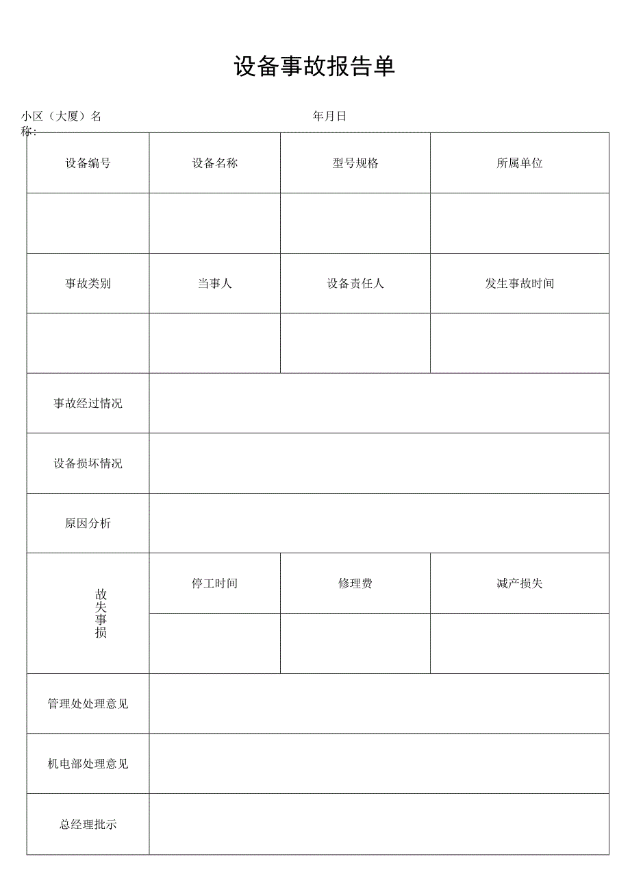 设备事故报告单secret工程文档范本.docx_第1页