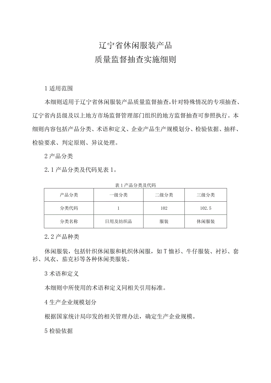 辽宁省休闲服装产品质量监督抽查实施细则.docx_第1页