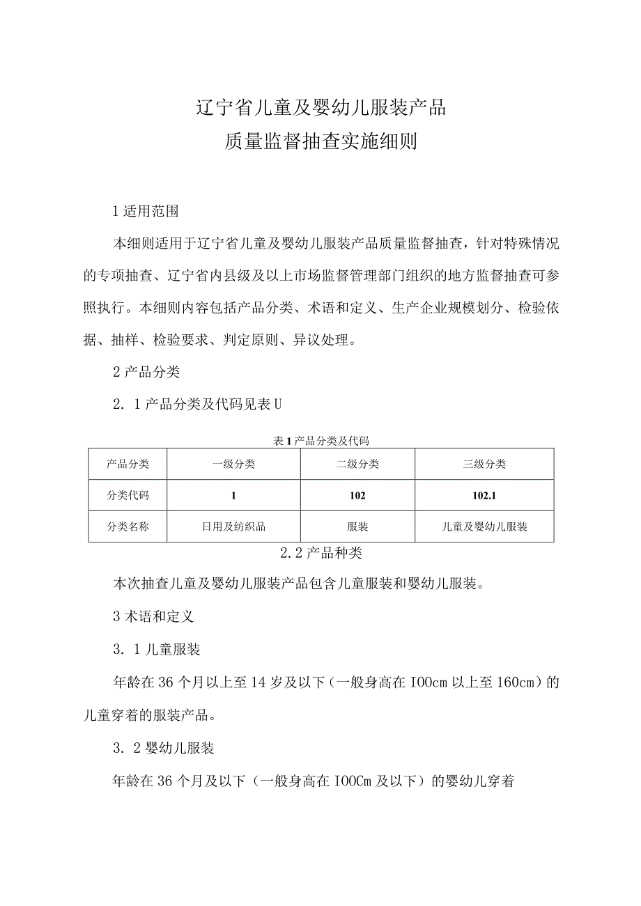 辽宁省儿童及婴幼儿服装产品质量监督抽查实施细则.docx_第1页