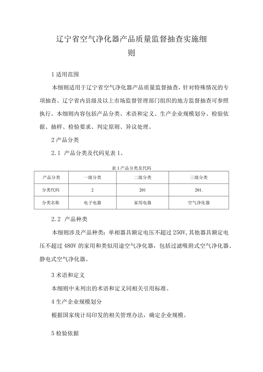 辽宁省空气净化器产品质量监督抽查实施细则.docx_第1页