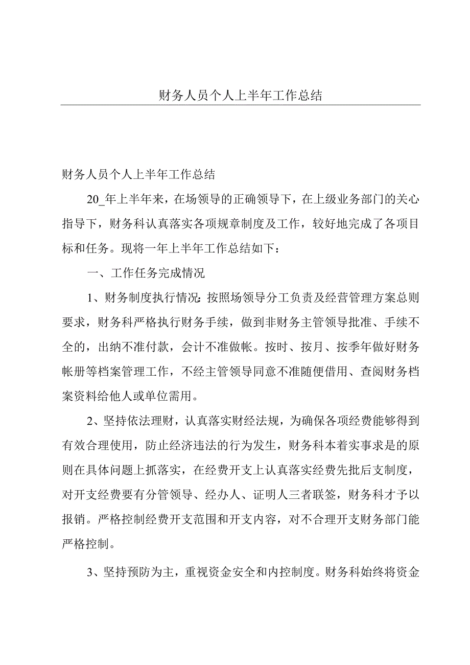 财务人员个人上半年工作总结.docx_第1页