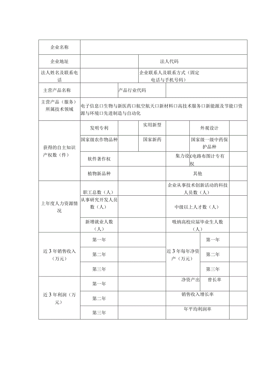 高新区高新技术企业培育信息表.docx_第2页