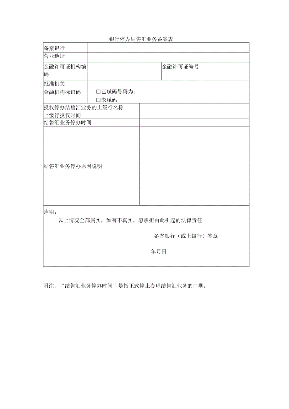 银行停办结售汇业务备案表.docx_第1页