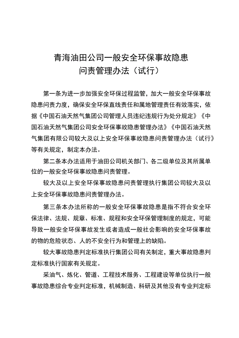 青海油田公司一般安全环保事故隐患问责管理办法试行.docx_第3页