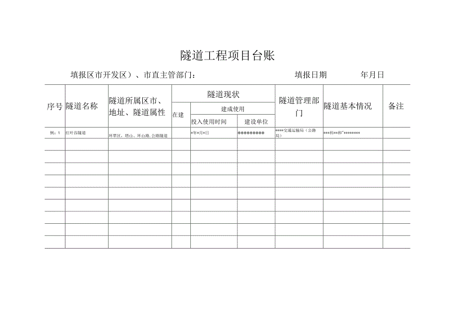 隧道工程项目台账.docx_第1页