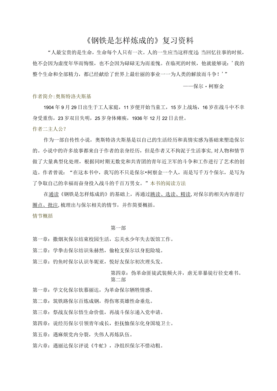 钢铁是怎样炼成的资料公开课教案教学设计课件.docx_第1页