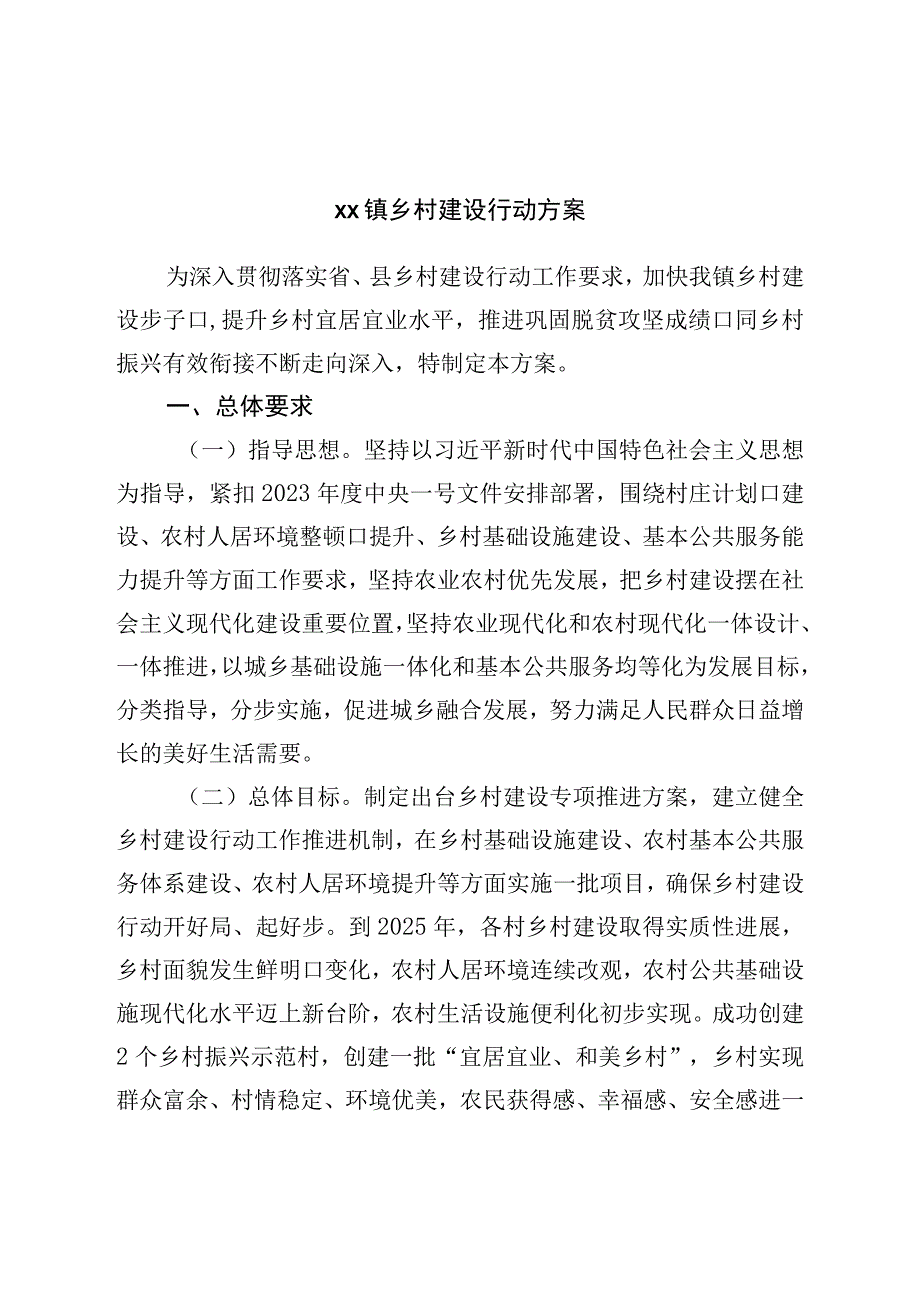 镇乡村建设行动方案.docx_第1页