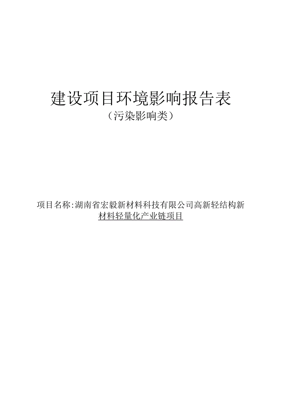 高新轻结构新材料轻量化产业链项目环境影响报告.docx_第1页