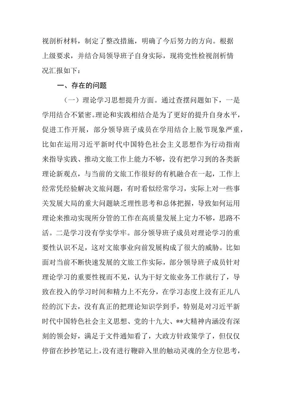 2023年市文化和旅游局领导班子党性检视剖析材料.docx_第2页