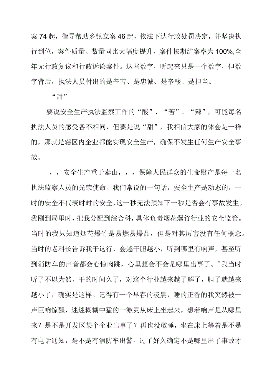 2023年《安全生产执法监察之酸甜苦辣》安全主题演讲发言材料.docx_第2页