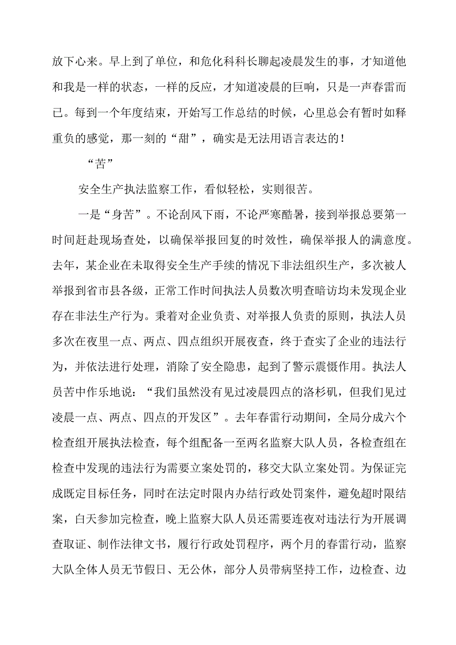 2023年《安全生产执法监察之酸甜苦辣》安全主题演讲发言材料.docx_第3页