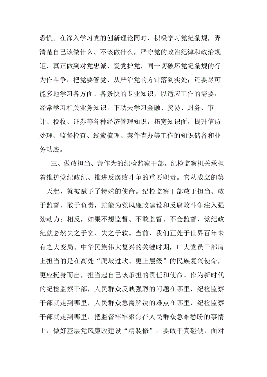 2023年市纪检监察干部在教育整顿理论学习读书会上的交流发言共二篇.docx_第3页