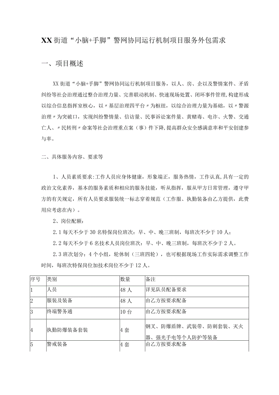 XX街道小脑+手脚警网协同运行机制项目服务外包需求.docx_第1页