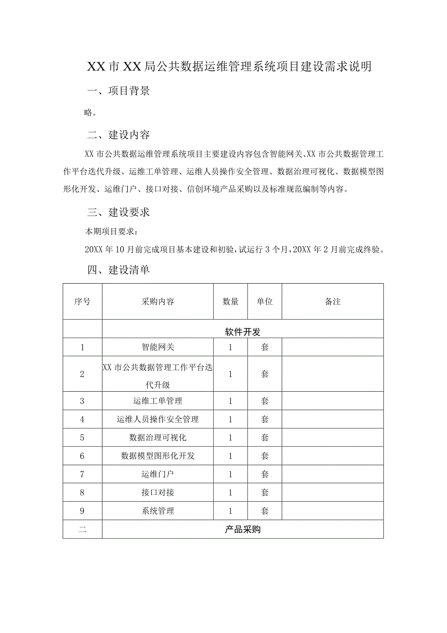 XX市XX局公共数据运维管理系统项目建设需求说明.docx_第1页