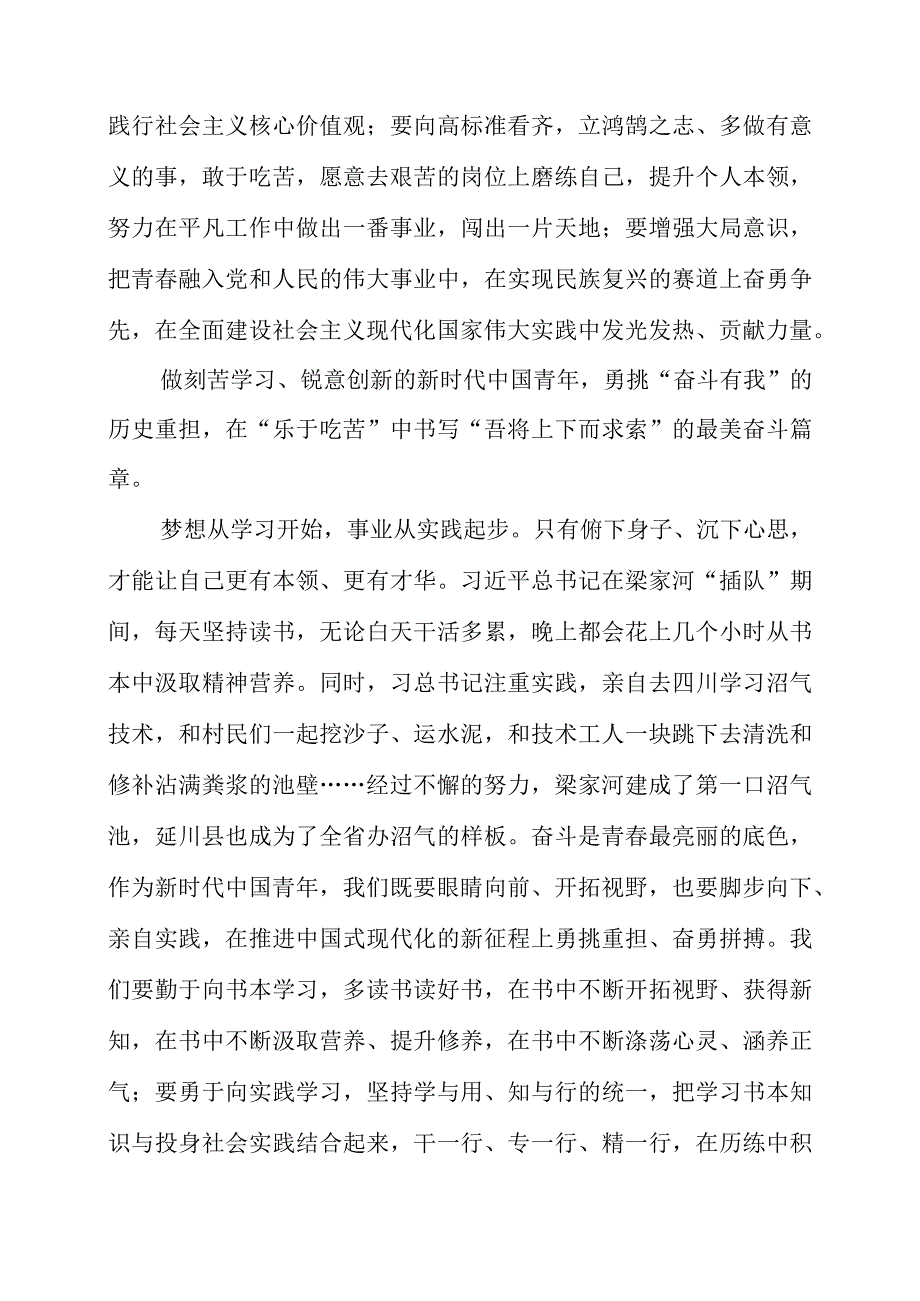 2023年青年人就要‘自找苦吃’专题研讨会学习心得素材.docx_第2页