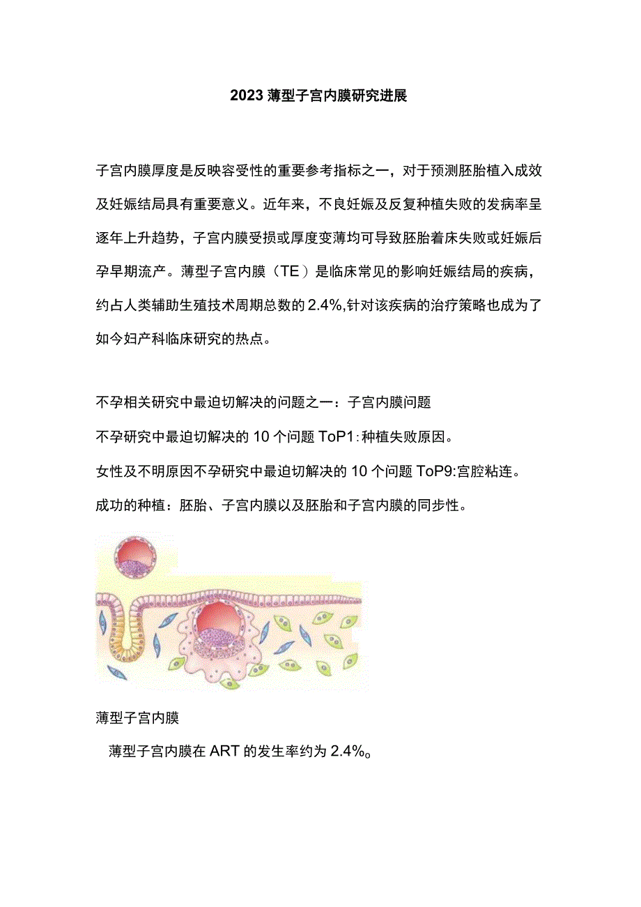 2023薄型子宫内膜研究进展.docx_第1页