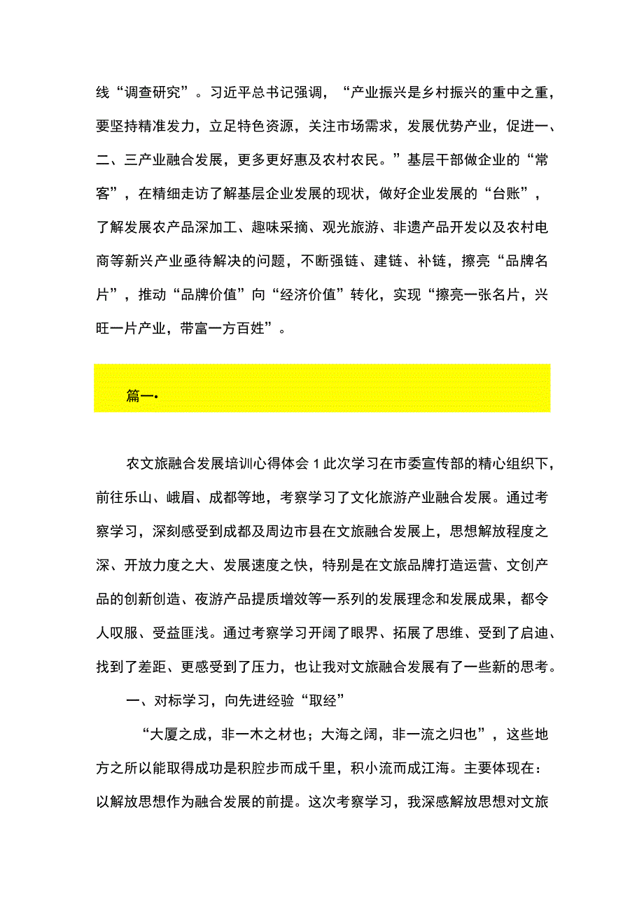 2篇 做好乡村文旅融合发展调查研究心得体会.docx_第3页