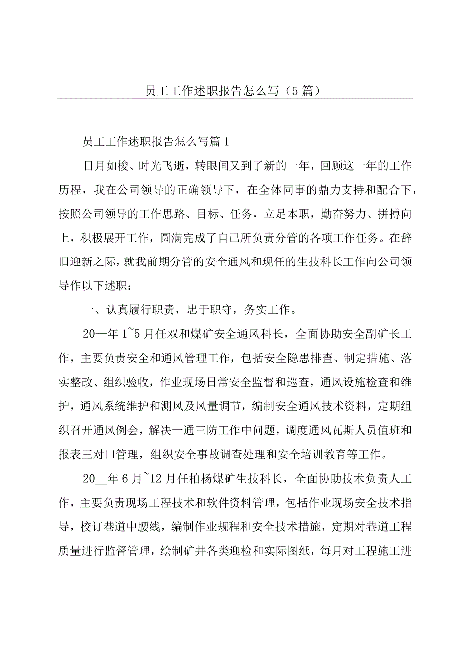 员工工作述职报告怎么写(5篇).docx_第1页