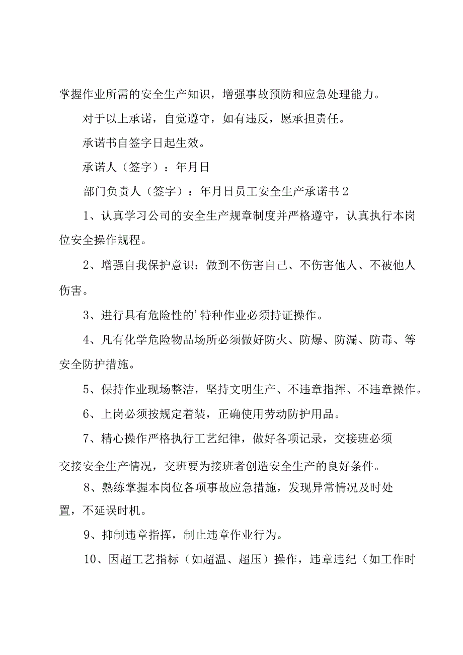 员工安全生产承诺书(汇编15篇).docx_第3页