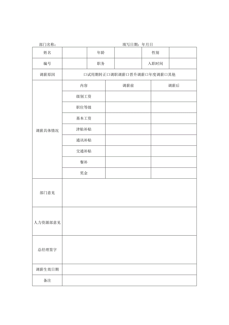 员工调薪调整审批表.docx_第1页