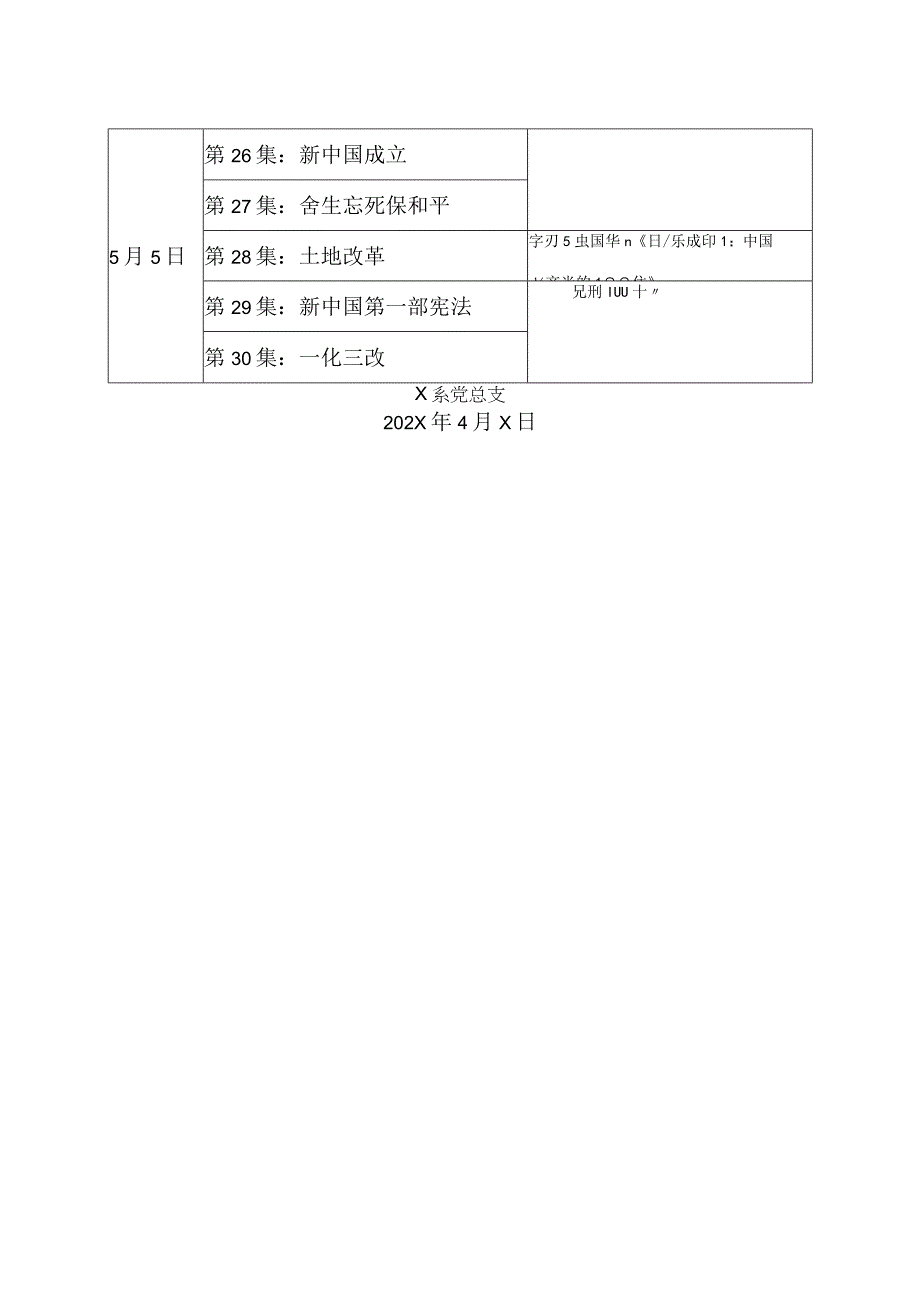 XX财经职业技术学院X系202X年五一假期前后X系党总支党史学习教育安排.docx_第2页