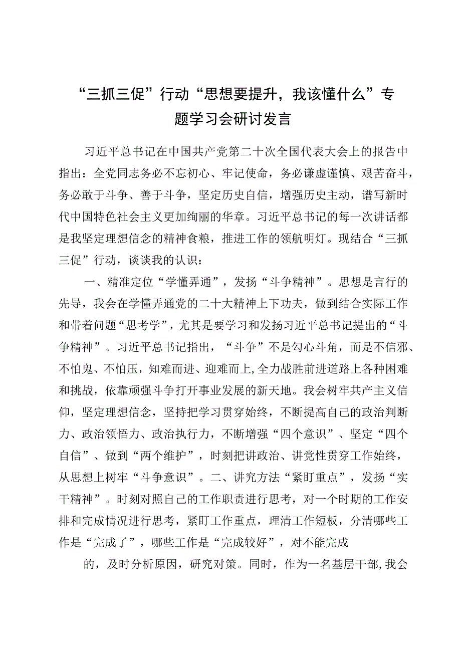 三抓三促行动思想要提升我该懂什么专题学习会研讨发言6篇.docx_第3页