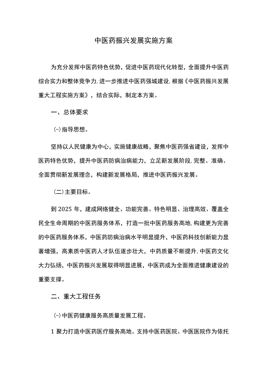 城市中医药振兴发展实施方案.docx_第1页