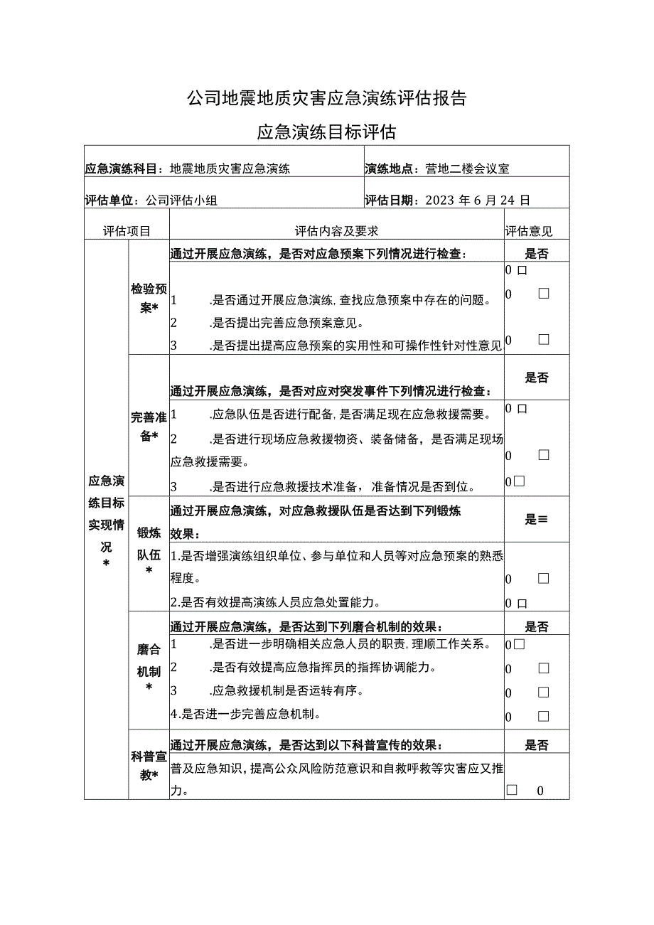 地震地质灾害应急演练评估报告.docx_第1页