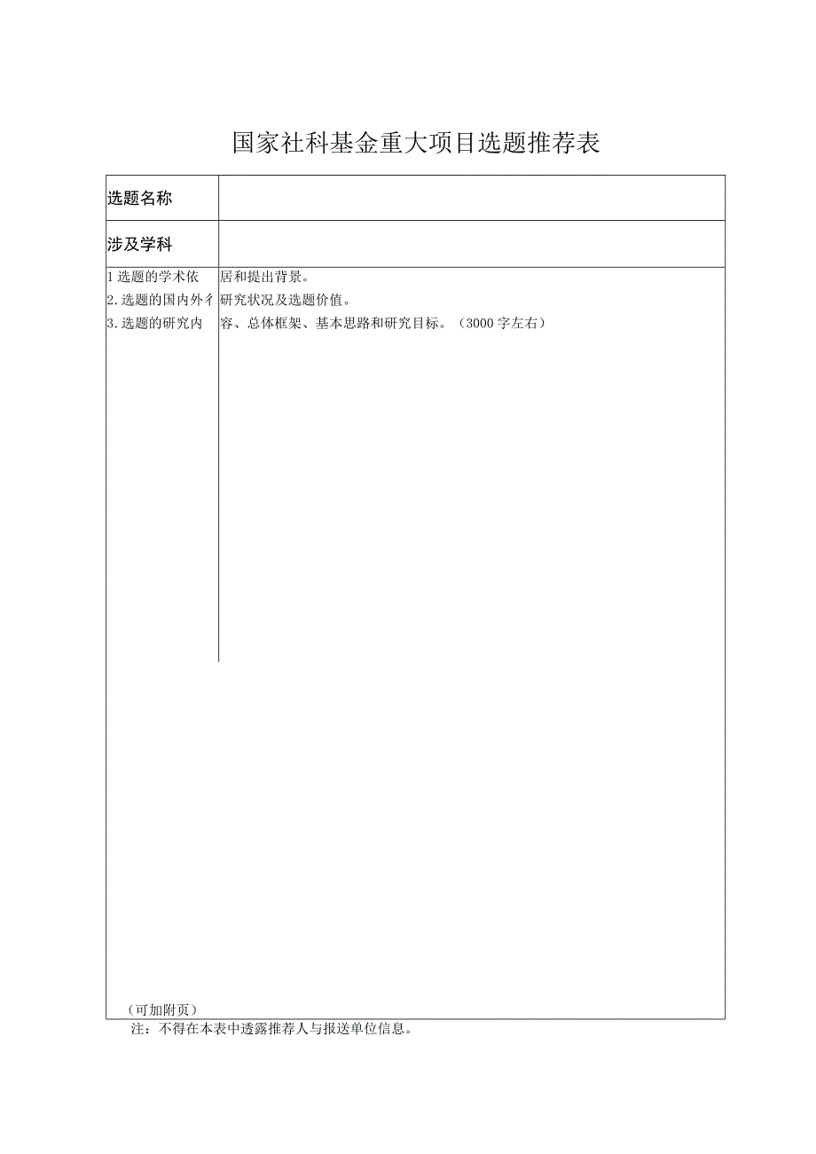 国家社科基金重大项目选题推荐表.docx_第1页