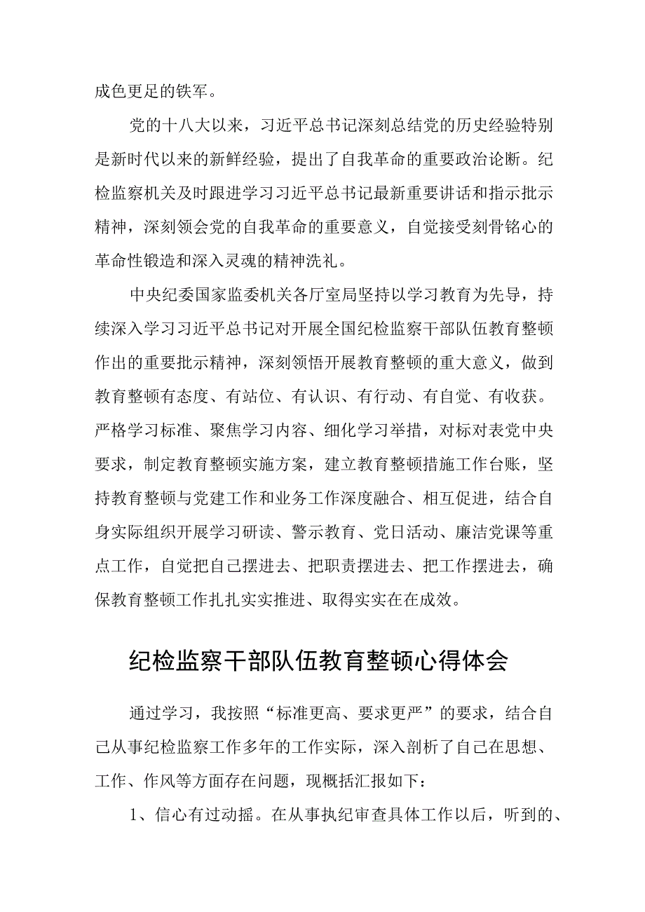 在纪检监察干部队伍教育整顿研讨交流会上的发言提纲三篇模板.docx_第2页