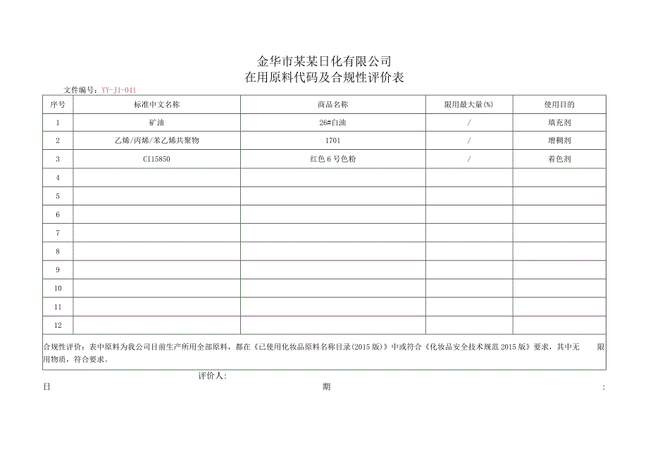 在用原料合规性评价表.docx_第1页