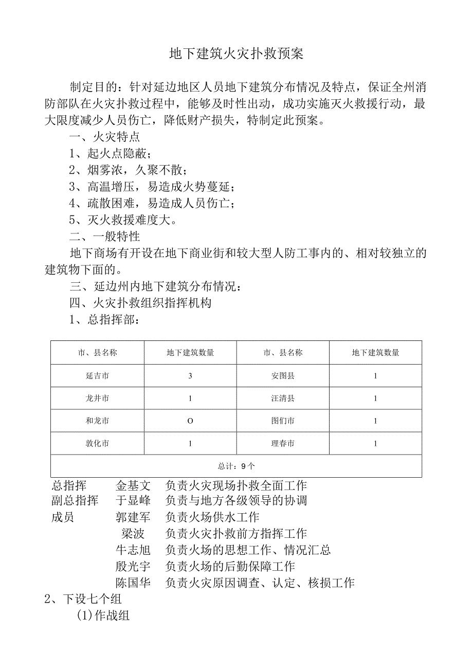 地下建筑火灾扑救预案.docx_第1页