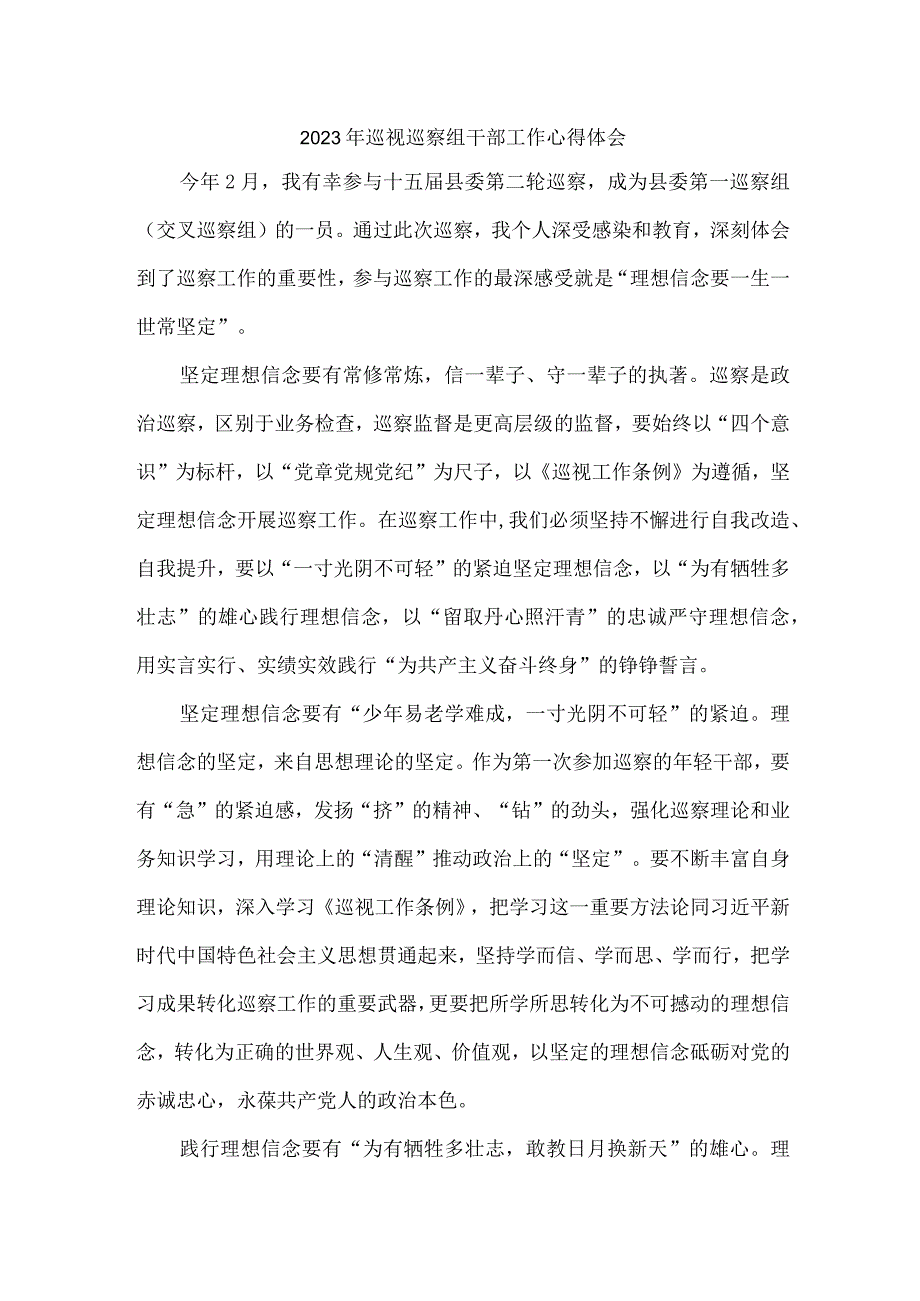 央企单位2023年纪检巡察组巡检工作个人心得体会 （汇编10份）.docx_第1页