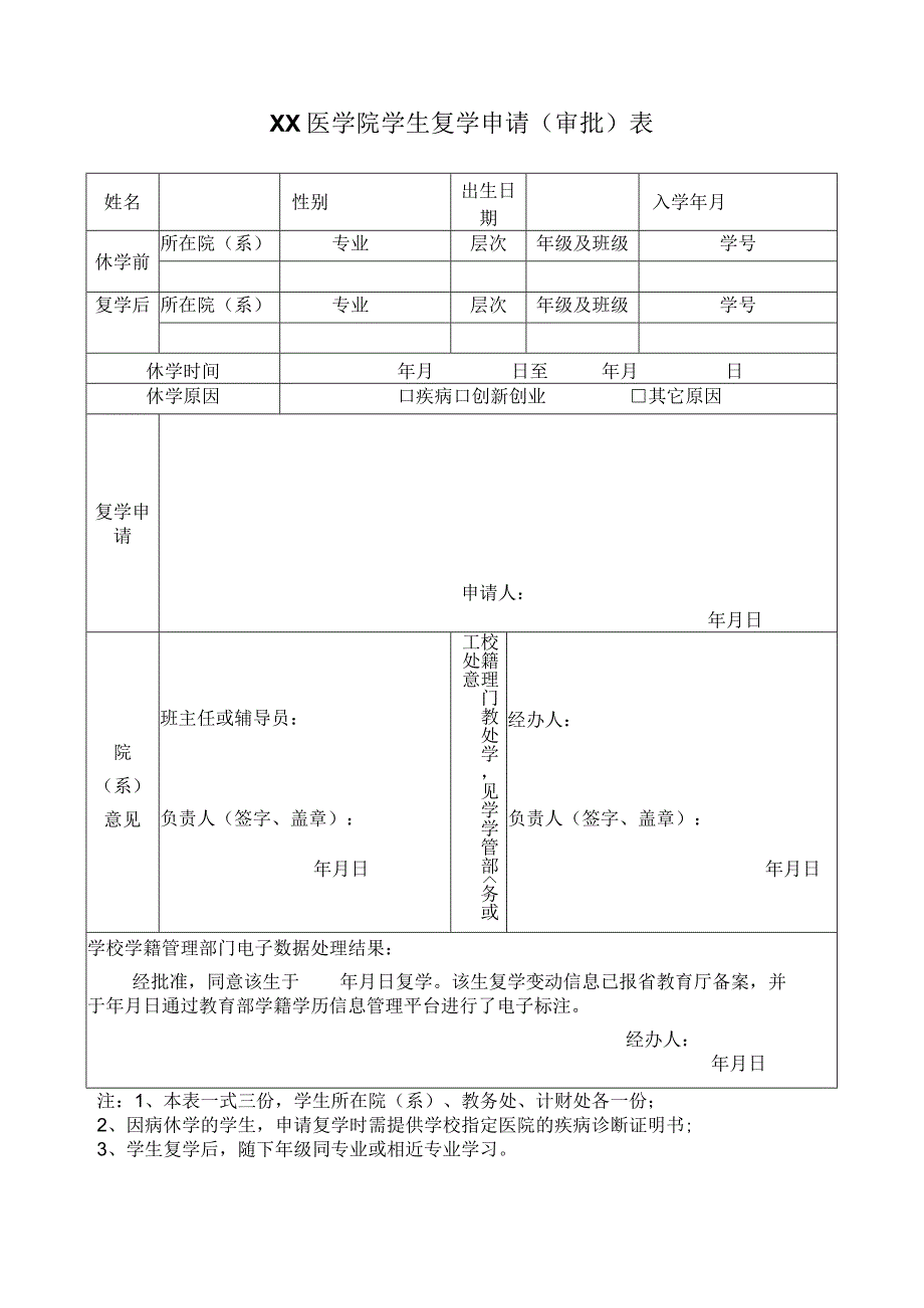 复学申请审批表-2022年模板范本.docx_第1页