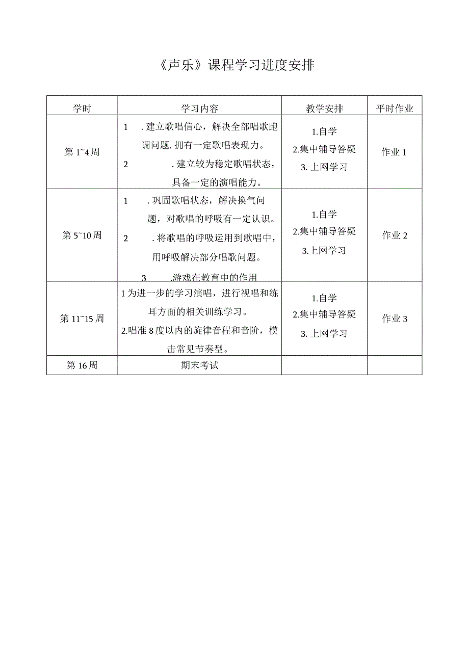 声乐课程学习进度安排.docx_第1页