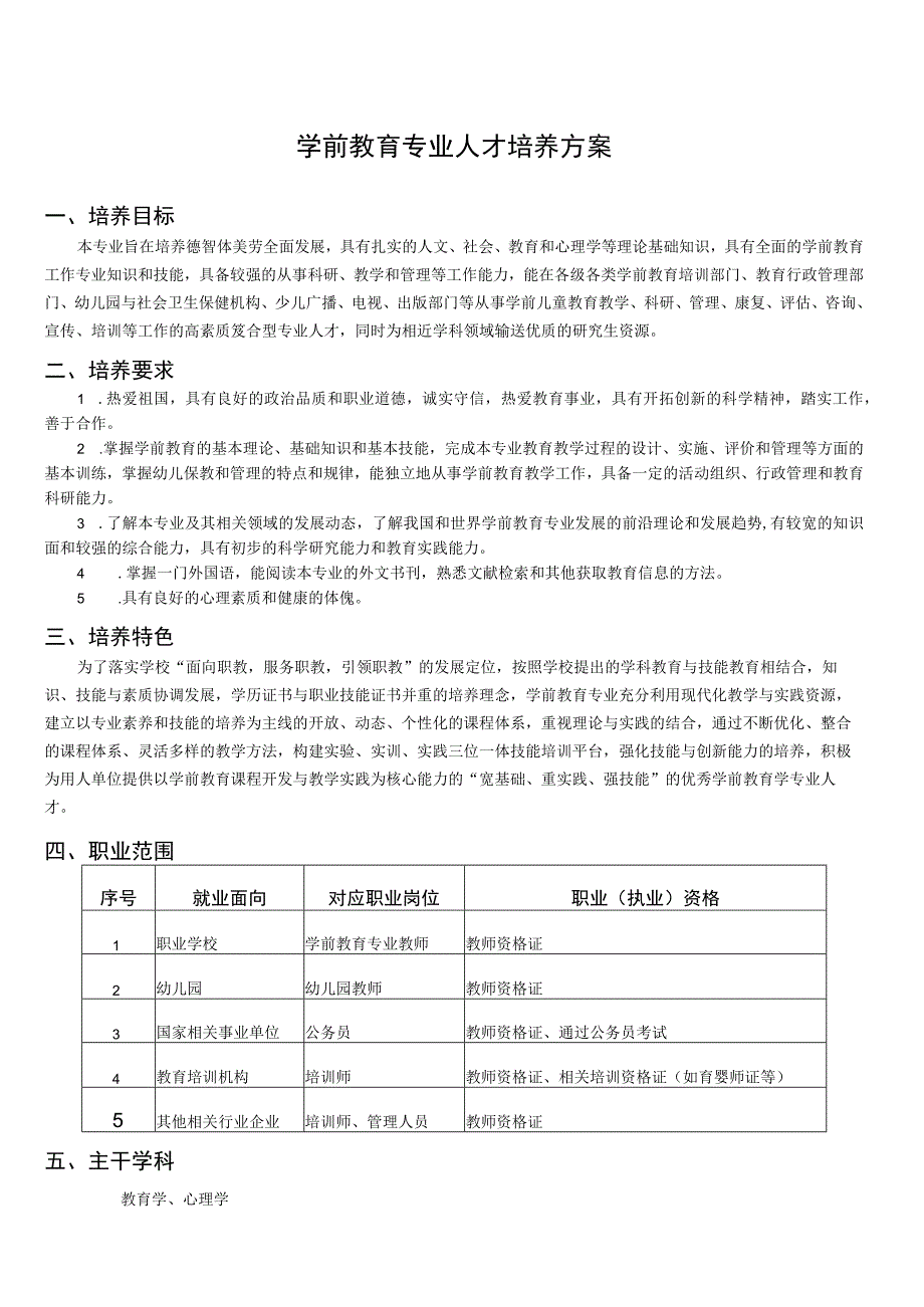 学前教育专业人才培养方案.docx_第1页