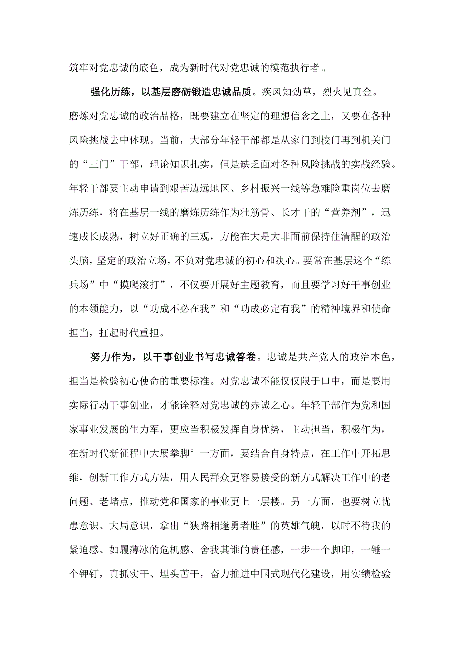 学习贯彻主题教育工作会议上重要讲话答好忠诚卷心得体会.docx_第2页