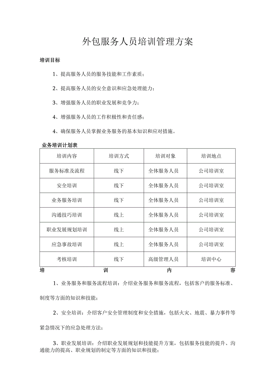 外包服务人员培训管理方案.docx_第1页