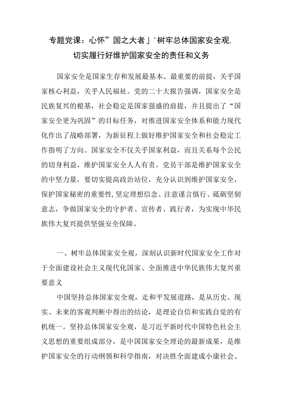 学习二十大精神贯彻落实树牢总体国家安全观党课讲稿和心得体会.docx_第2页