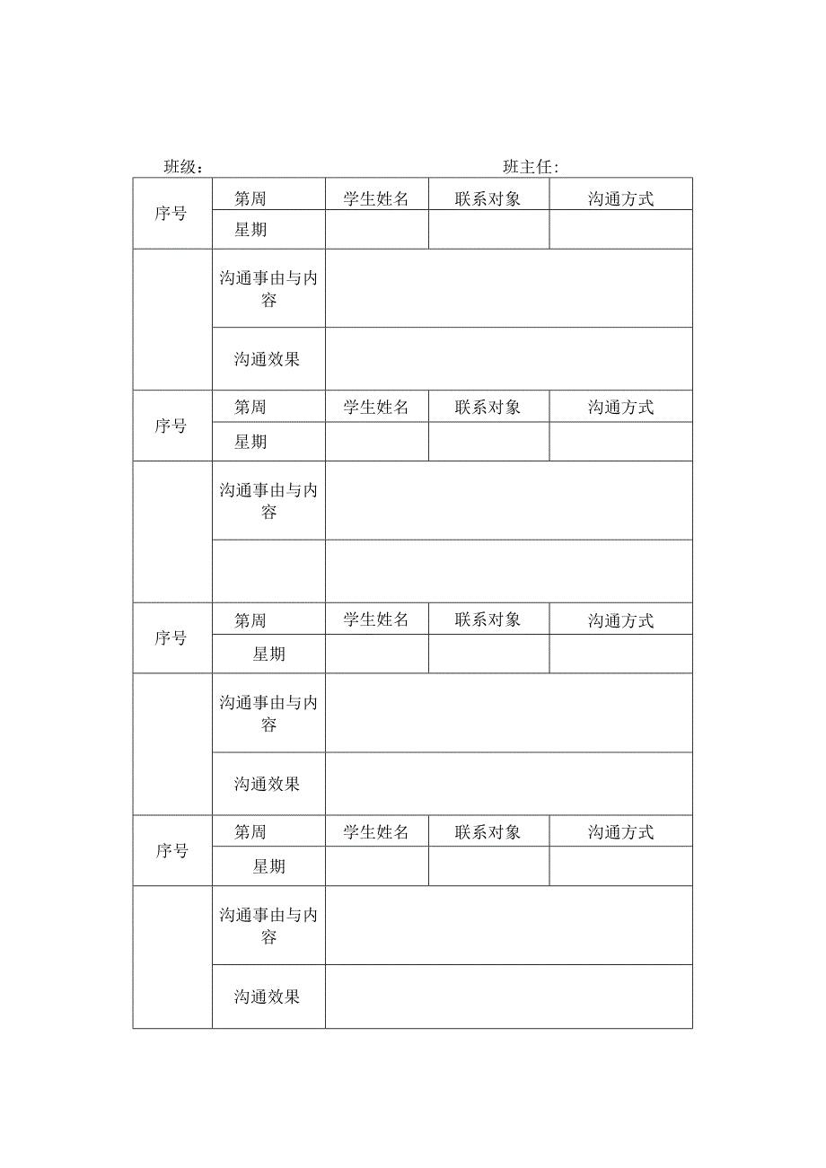 学生家校沟通联系情况记录表.docx_第1页