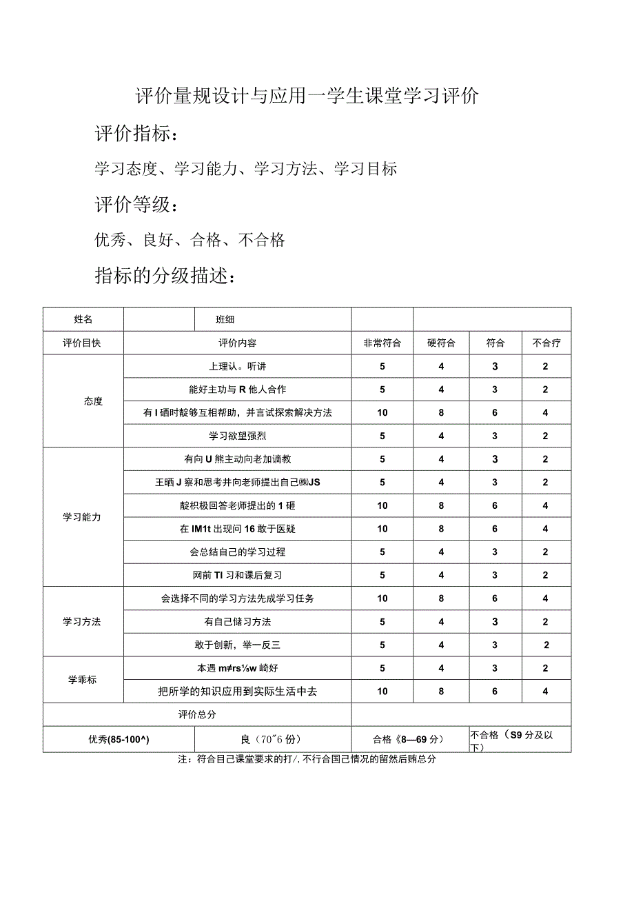 学生课堂学习评价.docx_第1页