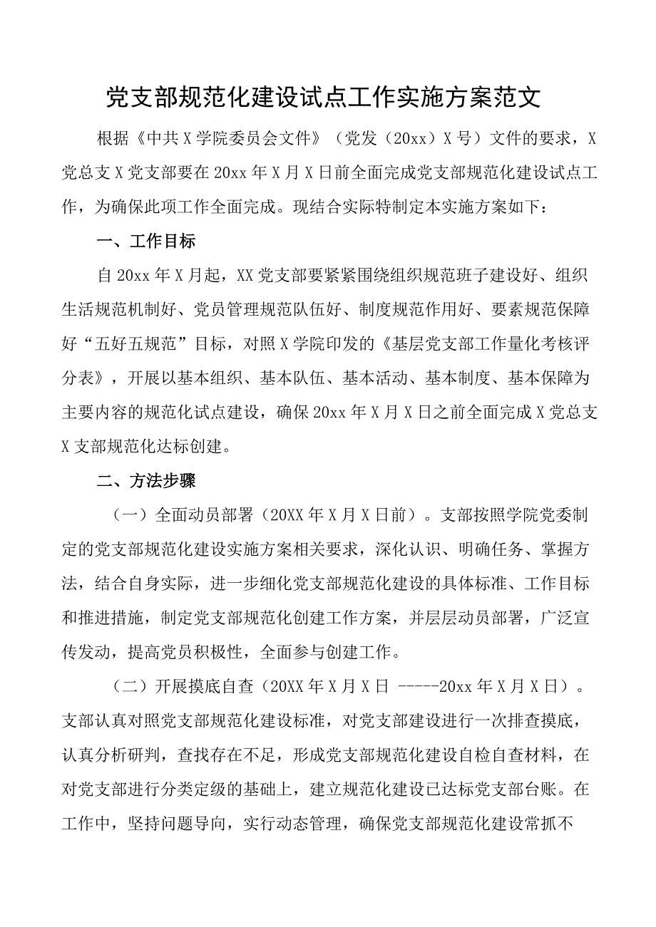 学院党支部规范化建设试点工作实施方案大学高校.docx_第1页