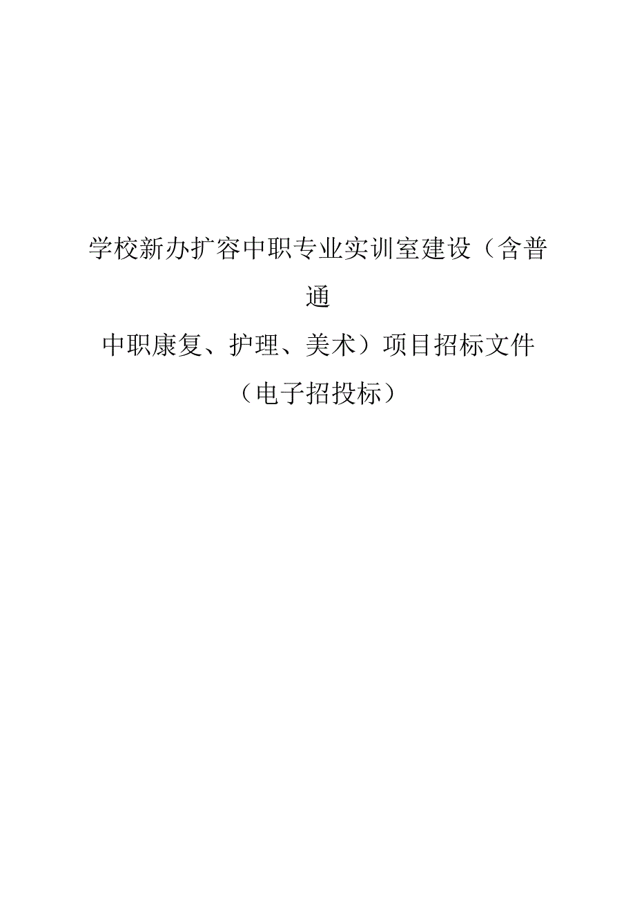 学校新办扩容中职专业实训室建设含普通中职康复护理美术项目招标文件.docx_第1页