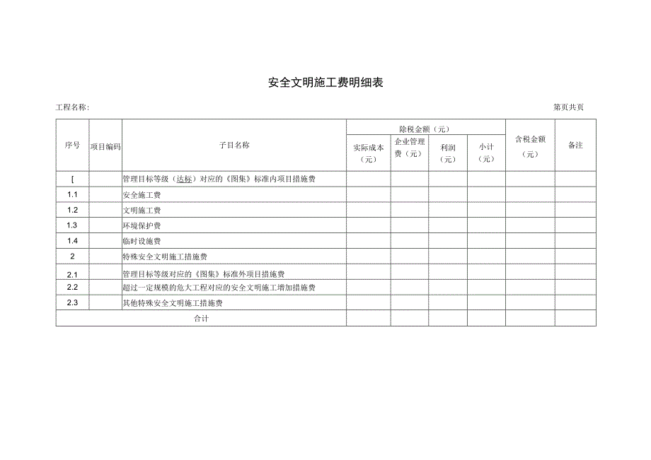 安全文明施工费明细表.docx_第1页