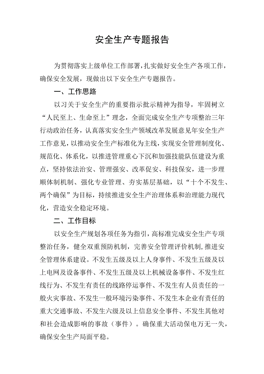 安全生产专题报告材料.docx_第1页