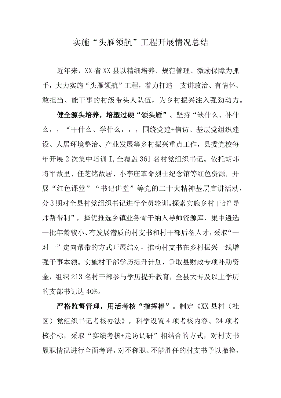 实施“头雁领航”工程开展情况总结.docx_第1页