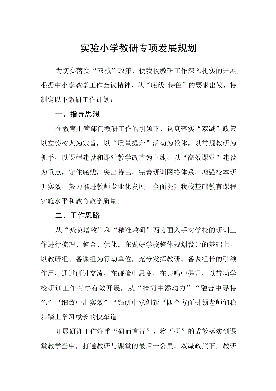 实验小学教研专项发展规划.docx_第1页